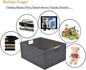 img 2 attached to 📦 Gray Foldable Rectangle Storage Baskets - 2 Pack Shelf Bin for Nursery, Home, Office, Car, Dormroom