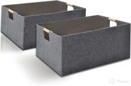 📦 gray foldable rectangle storage baskets - 2 pack shelf bin for nursery, home, office, car, dormroom logo