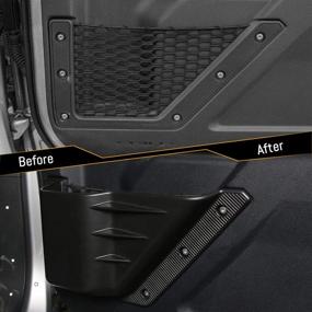 img 2 attached to Органайзер для передней двери Ford Bronco 2021-2022 с подстаканником и карманами для хранения, аксессуары для интерьера черного цвета (2 шт.)