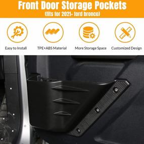 img 3 attached to 2021-2022 Ford Bronco Front Door Organizer With Cup Holder And Storage Pockets, Interior Accessories In Black (2PCS)