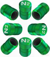 tire valve stem caps - tire air caps cover 8 pack n2 nitrogen logo corrosion resistant premium alloy universal for car truck motorcycle bike-green logo