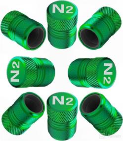 img 4 attached to Tire Valve Stem Caps - Tire Air Caps Cover 8 Pack N2 Nitrogen Logo Corrosion Resistant Premium Alloy Universal For Car Truck Motorcycle Bike-Green