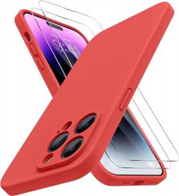 img 4 attached to IPhone 14 Pro Max Case With 2 Pack Screen Protectors, Upgraded Enhanced Camera Protection Shockproof Liquid Silicone Cover With Microfiber Lining For 6.7 Inch - Miracase (Coral Red)