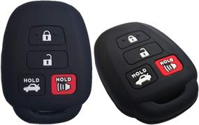 img 4 attached to 🔑 2-Pack Coolbestda Silicone Key Fob Remote Skin Cover for Toyota Camry SE LE Avalon Corolla RAV4 Venza Highlander Sequoia HYQ12BDM - Black