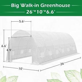 img 1 attached to Portable 26' X 10' X 7' Greenhouse With Walk-In Tunnel Design For Large Gardening Plants, Hot House And Plant Tent In White By YOLENY