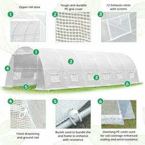 img 3 attached to Portable 26' X 10' X 7' Greenhouse With Walk-In Tunnel Design For Large Gardening Plants, Hot House And Plant Tent In White By YOLENY