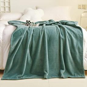 img 3 attached to Super Soft Flannel Fleece Throw Blanket With Premium Leaves Pattern - Lightweight & Versatile For All Season Use | Light Teal | Throw Size (40"X50") | NEWCOSPLAY