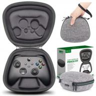 grey travel case for xbox series x/s wireless controller - protective carrying bag with game controller holder and storage compatible with official xbox core logo