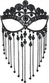img 4 attached to Women'S Fringe Masquerade Head Chain Rhinestone Face Jewelry For Halloween Party Cosplay - MineSign Tassel Mask Chain