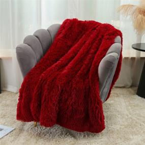 img 2 attached to YOU SA Super Soft Long Shaggy Fuzzy Fur Faux Fur Warm Elegant Cozy With Fluffy Sherpa Throw Blanket 63''*79'',Burgundy Red