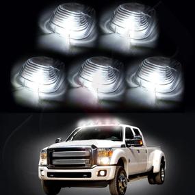 img 4 attached to 🚦 CCIYU 5 LED Clear Cab Roof Running Lights for 99-11 Ford F250 F350 Pick Up - Fit Replacement for W5W 194 168 2825 152