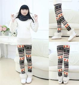 img 3 attached to Winter Cotton Fleece Leggings PantsThick Girls' Clothing ~ Leggings