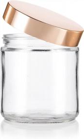 img 1 attached to 16 Oz Clear Heavy Glass Straight Sided Jars With Gold Metal Lid (2 Pack)