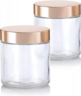 16 oz clear heavy glass straight sided jars with gold metal lid (2 pack) logo
