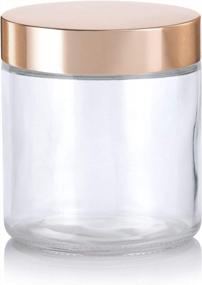 img 2 attached to 16 Oz Clear Heavy Glass Straight Sided Jars With Gold Metal Lid (2 Pack)