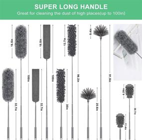 img 1 attached to 🧹 Long Extension Pole Microfiber Duster - Bendable Head, Reusable Feather Duster - Washable Dusters for Cleaning Ceiling Fan, Cobweb, Furniture, Cars - 6 PCS