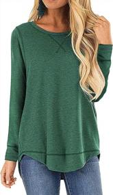 img 2 attached to Stylish Long Sleeve Casual Blouses For Women: MarinaPrime'S Round Neck Tunic Shirt Collection