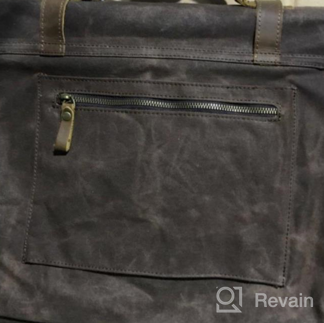 img 1 attached to Waterproof Messenger Bag For Men: Genuine Leather Briefcase With Laptop Sleeve And Large Shoulder Satchel - 15.6 Inch Grey Waxed Canvas review by Kevin Duhon