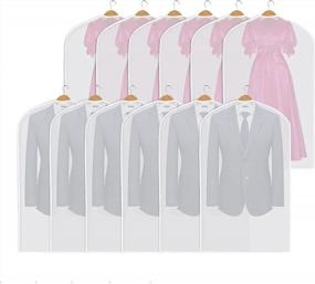 img 4 attached to KEEGH 54'' Clear Garment Bags For Hanging Clothes (Set Of 12) Dress Bag For Closet Storage Dust Clothes Cover Protecting For Coat, Long Dress, Gown With Open Bottom Design