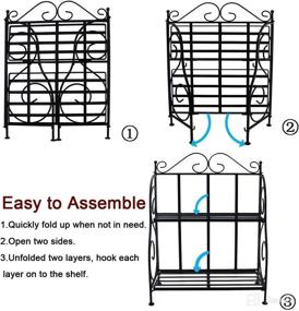 img 2 attached to 🌶️ Sunnyglade 2-Tier Foldable Spice Rack: Sleek Black Countertop Organizer for Spice Jars and More