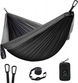 img 4 attached to Portable Double & Single Camping Hammock With Tree Straps - Lightweight Nylon Parachute For Indoor Outdoor Backpacking, Travel, Hiking, Beach