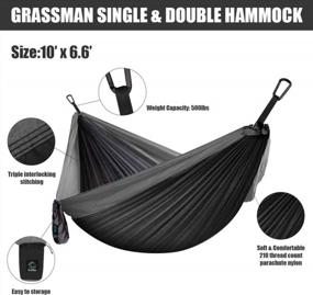 img 3 attached to Portable Double & Single Camping Hammock With Tree Straps - Lightweight Nylon Parachute For Indoor Outdoor Backpacking, Travel, Hiking, Beach