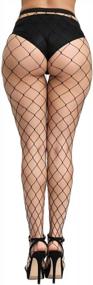 img 3 attached to Women'S High Waist Footed Fishnet Tights: Soft & Stretchy Partterned Garter Thigh High Stockings By CozyWow!