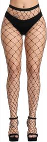 img 4 attached to Women'S High Waist Footed Fishnet Tights: Soft & Stretchy Partterned Garter Thigh High Stockings By CozyWow!
