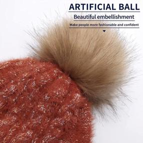 img 3 attached to Stay Warm And Trendy: Achiou Kids Winter Pom Pom Beanie Hat With Faux Fur Pompom And Fleece Lining