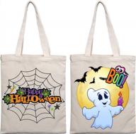 halloween fun with acoavo's reusable canvas tote bags - perfect for trick or treating, parties, and shopping! logo