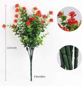 img 3 attached to RECUTMS Artificial Flowers Outdoor Fake Flowers，8 Bundles Outside Face Mums Fake Summer Greenery UV Resistant No Fade Faux Plastic Lotus Shrubs Home Garden Porch Patio Decoration Office (Orange Red)