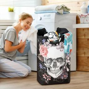 img 1 attached to Skull-Themed 50L Laundry Basket: Foldable, Waterproof, Durable And Perfect For Toys & Clothes Organization With Padded Handles