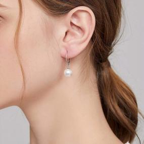 img 2 attached to Elegant 925 Sterling Silver Simulated Shell Pearl Drop Dangle Earrings For Women - Milacolato Leverback