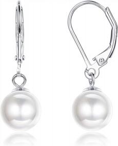 img 4 attached to Elegant 925 Sterling Silver Simulated Shell Pearl Drop Dangle Earrings For Women - Milacolato Leverback