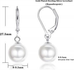 img 3 attached to Elegant 925 Sterling Silver Simulated Shell Pearl Drop Dangle Earrings For Women - Milacolato Leverback