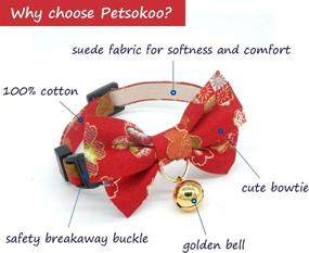 img 3 attached to 🌸 Stylish and Safe: PetSoKoo Double Bowtie Breakaway Cat Collar with Bell - Japan Colorful Sakura Kimono Style for Cute Girl & Male Adult Cats