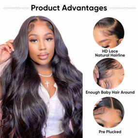 img 2 attached to A Alimice Lace Front Wigs Human Hair Pre Plucked 24 Inch 13X4 Hd Transparent Glueless Body Wave Lace Front Wigs For Black Women Human Hair Wig With Baby Hair 180% Density Frontal Wigs Natural Black Color (24 Inch)
