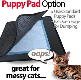 img 2 attached to 🐾 iPrimio Jumbo Cat Litter Trapper Mat - EZ Clean Litter Box Mat with Waterproof Layer, Puppy Pad Option - Patented Design (32"x30" Black)