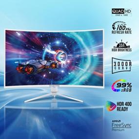img 2 attached to 💠 Sceptre C408B QWN168W: 38.5-inch Curved Class DisplayPort with 2560X1440P Resolution, 165Hz Refresh Rate, Frameless Design, Blue Light Filter, Height Adjustment, Built-In Speakers, HDMI, and HD Connectivity