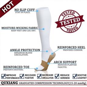 img 1 attached to Get Comfy And Active With QUXIANG Copper Compression Socks For Men And Women - 8 Pairs For Healthy Circulation During Running, Cycling, And Athletic Activities - 15-20 MmHg