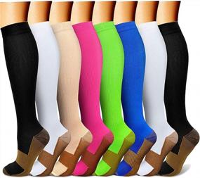 img 4 attached to Get Comfy And Active With QUXIANG Copper Compression Socks For Men And Women - 8 Pairs For Healthy Circulation During Running, Cycling, And Athletic Activities - 15-20 MmHg