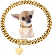 🐶 luxurious 18k gold dog chain collar with cubic zirconia design - strong cuban link chain collars for small to big dogs logo