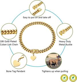 img 3 attached to 🐶 Luxurious 18K Gold Dog Chain Collar with Cubic Zirconia Design - Strong Cuban Link Chain Collars for Small to Big Dogs