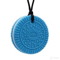 🍪 chewable pendant - silicone biscuit necklace for kids and adults, sensory oral motor aids for chewing, autism, adhd, spd, blue chewy toy логотип