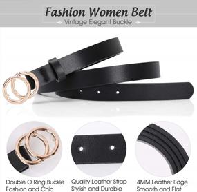 img 2 attached to Women'S SANSTHS O-Style Leather Belt With Gold Buckle - 0.86" Skinny Dress Belts For Jeans & Pants
