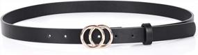 img 4 attached to Women'S SANSTHS O-Style Leather Belt With Gold Buckle - 0.86" Skinny Dress Belts For Jeans & Pants