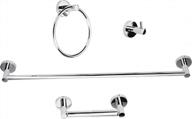 polished chrome round towel bar set: luckup 4-piece bathroom hardware in sus304 stainless steel, wall mounted bath accessories logo