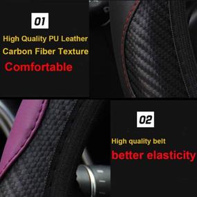 img 1 attached to 🚗 ZaCoo Universal Carbon Fiber Texture Car Steering Wheel Cover | Anti-Skid, Ventilated | Fits Trucks, SUVs, Cars - 14-15 inch (Red/Black)