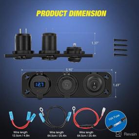 img 3 attached to 🔌 Enhanced 4 in 1 Charger Socket Panel: Dual QC3.0 USB Charger, LED Voltmeter Display, Cigarette Lighter Socket, Power Cutoff Switch for UTV ATV - Prevent Battery Drain Off Switch by Nilight