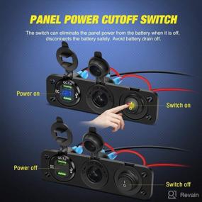 img 2 attached to 🔌 Enhanced 4 in 1 Charger Socket Panel: Dual QC3.0 USB Charger, LED Voltmeter Display, Cigarette Lighter Socket, Power Cutoff Switch for UTV ATV - Prevent Battery Drain Off Switch by Nilight